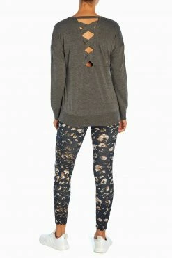 Marika Distressed Side Pocket Leopard Ankle Legging Leggings