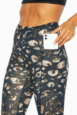 Marika Distressed Side Pocket Leopard Ankle Legging Leggings