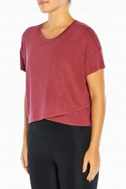 Marika Switchback Cropped Short Sleeve Tee Tops