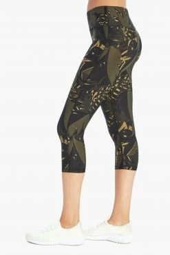 Marika Sport Palm Printed Capri Legging - Olive Night