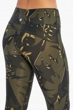 Marika Sport Palm Printed Capri Legging - Olive Night